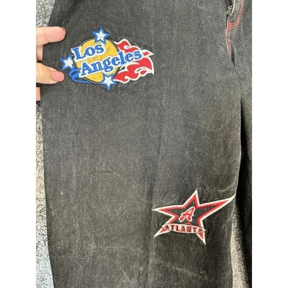 Vtg Platinum Nova Baggy Wide Y2K Jeans Mens 36X32 All Stars Fubu Patches Hiphip